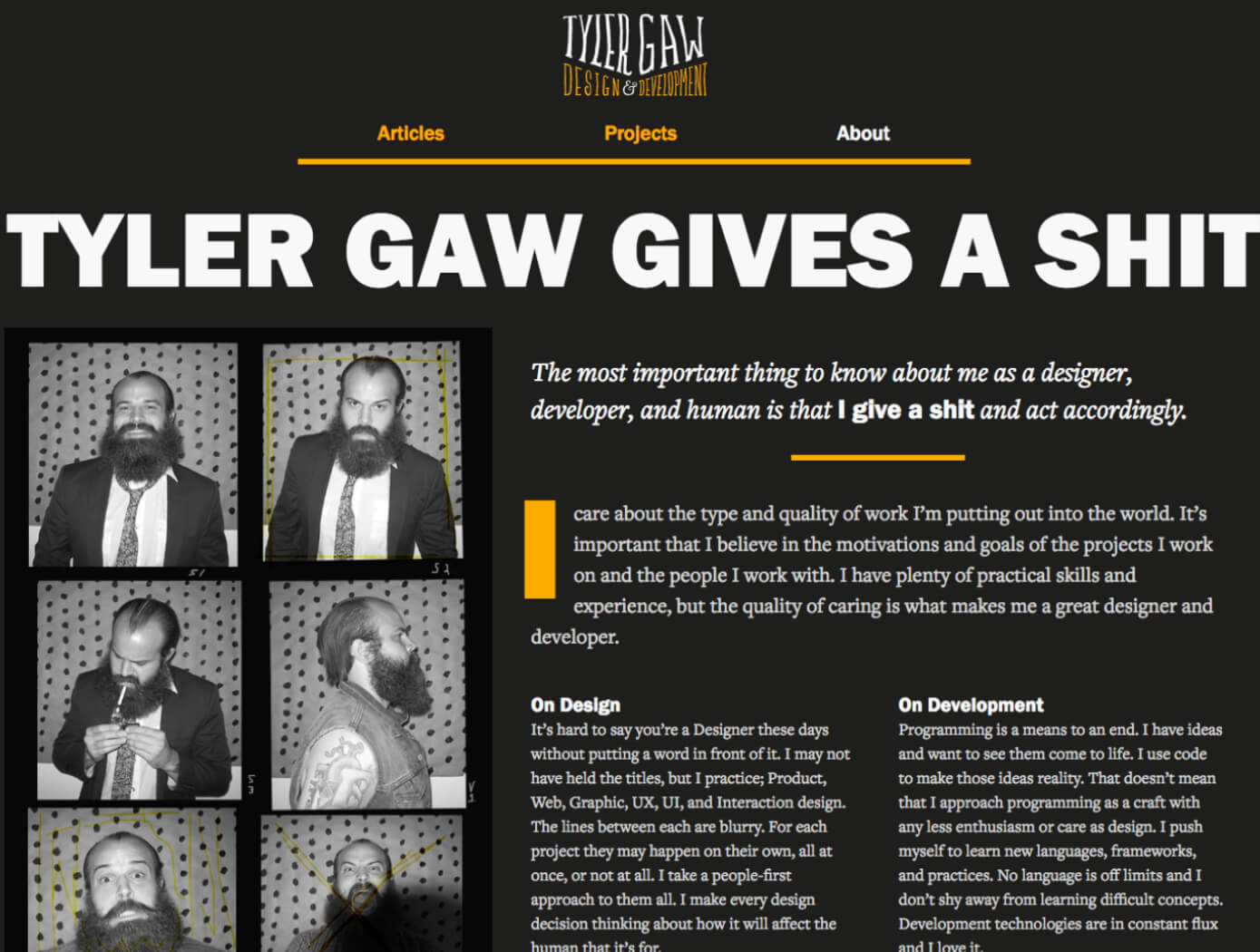 A screenshot of version 5 of tylergaw.com